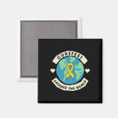 Rond de wereldkinderkankercampagne magneet (Voorkant / Achterkant)