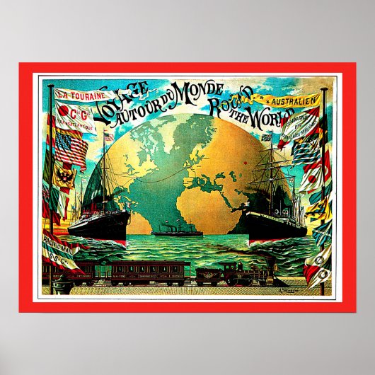 Rond de wereldreis met Vintage Poster (Voorkant)