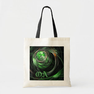 Rond de World Green Abstract Art Monogram Bag Tote Bag