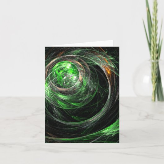Rond de World Green Abstract Art Note Card Kaart (Voorkant)