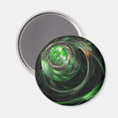Rond de World Green Abstract Art Round Magnet (Voorkant / Achterkant)
