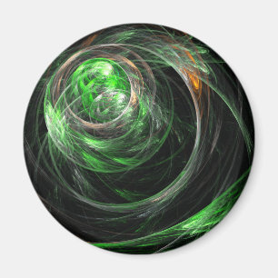 Rond de World Green Abstract Art Round Magnet