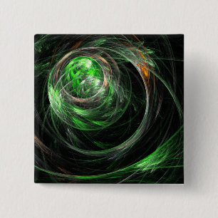 Rond de World Green Abstract Button (vierkant)