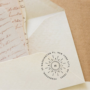 Rond de zon Modern uniek familie retour adres Zelfinktende Stempel