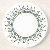 Rond de Zon - Zwarte en Witte Tekening Zandsteen Onderzetter (Voorkant)