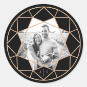 Rond diamant Geometric Stylish Chic Weduwfoto Ronde Sticker (Voorkant)