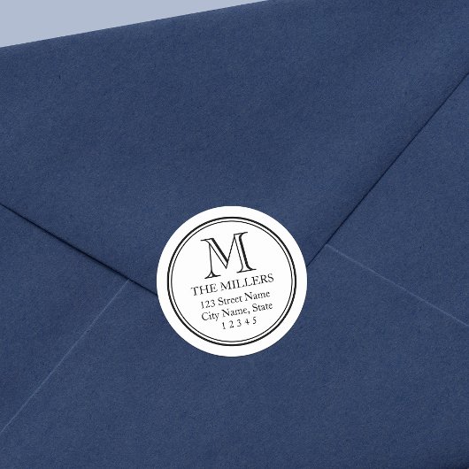 Rond Editable Achtergrond Naam Monogram Adres Ronde Sticker