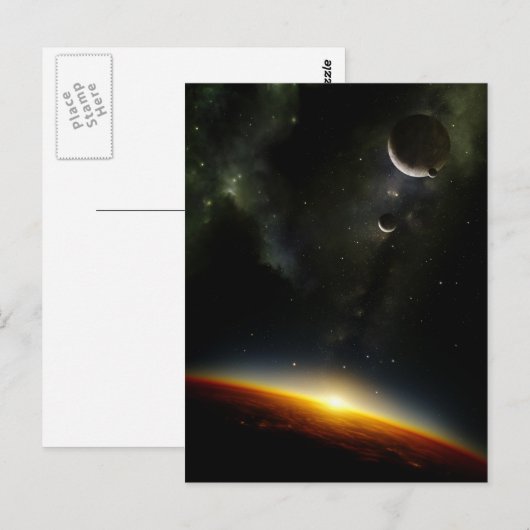 Rond een buitenaardse planeet briefkaart (Voorkant / Achterkant)