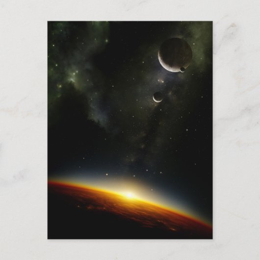 Rond een buitenaardse planeet briefkaart (Voorkant)