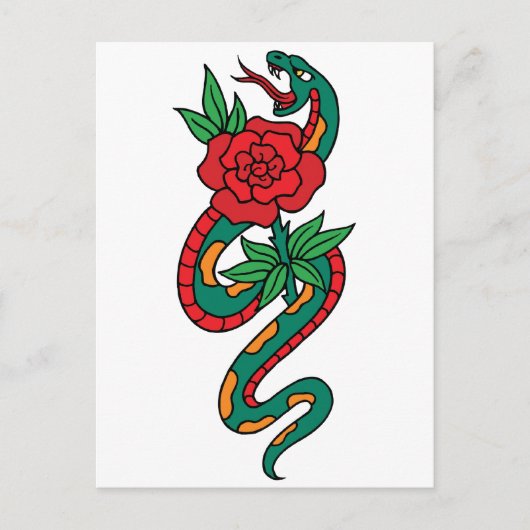 Rond een rode roze Tattoo Briefkaart (Voorkant)