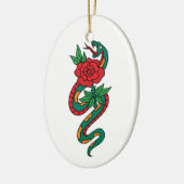 Rond een rode roze Tattoo Keramisch Ornament (Links)