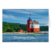 Rond-eiland vuurtoren denken aan jullie Notecard (Voorkant Horizontaal)