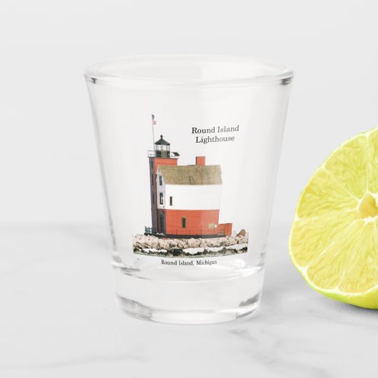 Rond eilandvuurtoren, vuursteentje shot glas (Voorkant)