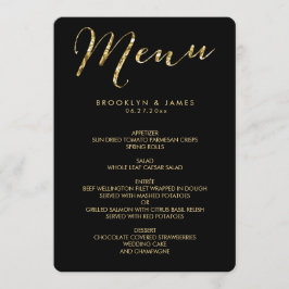 Rond Elegant Black WeddenMenu met Gold Foil Menu
