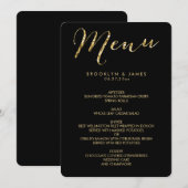 Rond Elegant Black WeddenMenu met Gold Foil Menu (Voorkant / Achterkant)