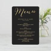 Rond Elegant Black WeddenMenu met Gold Foil Menu (Staand voorkant)