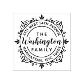 Rond Elegant Script Familienaam Retouradres Rubberstempel (Afrduk)