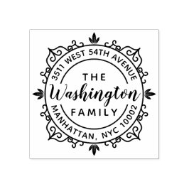 Rond Elegant Script Familienaam Retouradres Rubberstempel