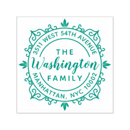Rond Elegant Script Familienaam Retouradres Zelfinktende Stempel