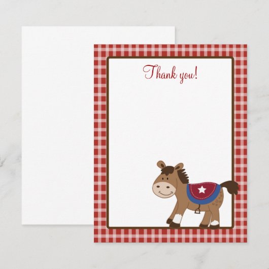 Rond 'Em Up Western Horse 4x5 Flat Dank je wel Kaart (Voorkant / Achterkant)