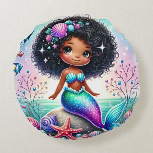 Rond Esme Mermazing Mermaid Sierkussen Rond Kussen (Achterkant)