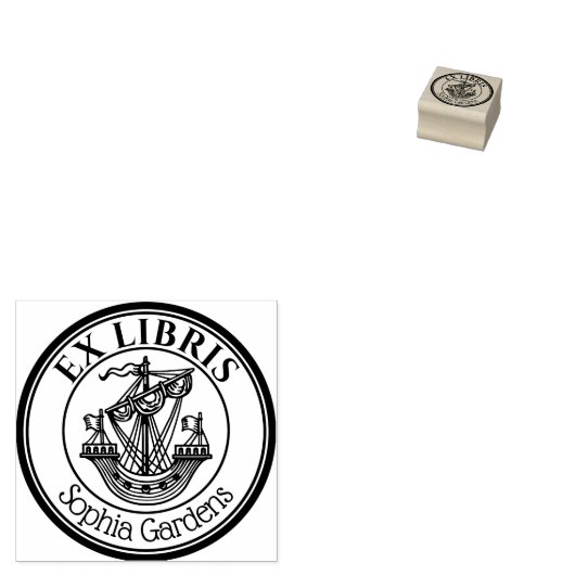 Rond Ex Libris Lymphad Motif Rubber Stempel (Gestempeld)