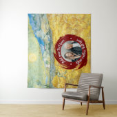 Rond foto/logo en aangepaste tekst | Volledig bewe Wandkleed (In situ)