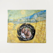 Rond foto/logo en aangepaste tekst | Volledig bewe Wandkleed (Voorkant (horizontaal))