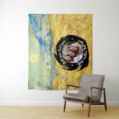 Rond foto/logo en aangepaste tekst | Volledig bewe Wandkleed (In situ)