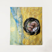 Rond foto/logo en aangepaste tekst | Volledig bewe Wandkleed (Voorkant)