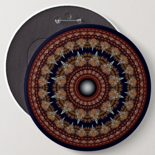 Rond fractaal fancy patroon ronde button 6,0 cm (Voorkant /achterkant)