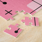 Rond gemaakte rechthoeken vierkant roze legpuzzel (Zijkant)