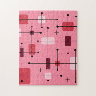 Rond gemaakte rechthoeken vierkant roze legpuzzel