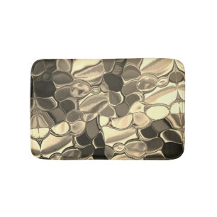 Rond gemaakte vormen in brons of beige, glanzend badmat