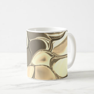 Rond gemaakte vormen in brons of beige, glanzend koffiemok