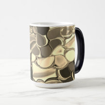 Rond gemaakte vormen in brons of beige, glanzend
