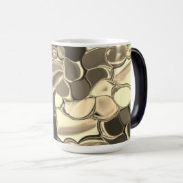 Rond gemaakte vormen in brons of beige, glanzend magische mok