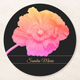 Rond Girly Pink Poppy flower personaliseren Ronde Kartonnen Onderzetter