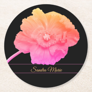 Rond Girly Pink Poppy flower personaliseren Ronde Kartonnen Onderzetter