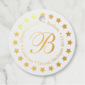 Rond Goud Ster Monogram Etiket Bedankjes Labels (Voorkant)