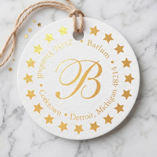 Rond Goud Ster Monogram Etiket Bedankjes Labels