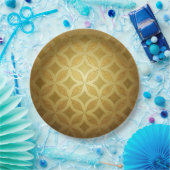 Rond gouden patroon papieren bordje (Feest)