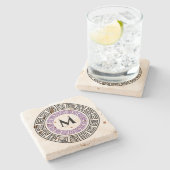 Rond Grieks Zeer belangrijk Aangepast Monogram Stenen Onderzetter (Zijkant)