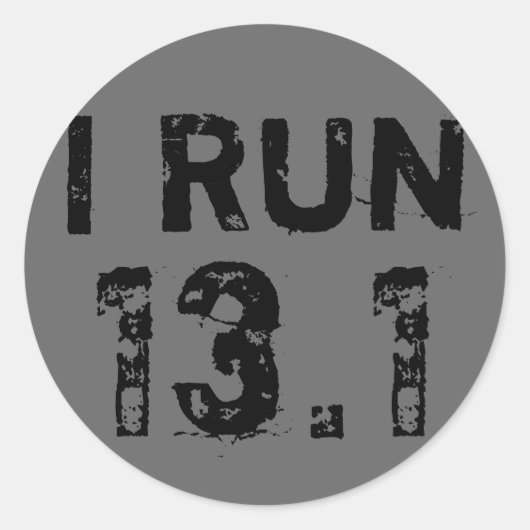 Rond grijs Ik run 13.1 Sticker (Voorkant)