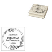 Rond handtekening — Leaf Family Return-adres Rubberstempel (Gestempeld)