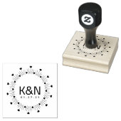 Rond Hart Deco Initiaal Logo Trouwstempel Rubberstempel (Gestempeld)