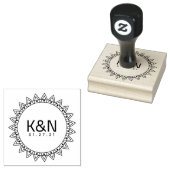 Rond Hart Deco Initiaal Logo Trouwstempel Rubberstempel (Gestempeld)