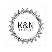 Rond Hart Deco Initiaal Logo Trouwstempel Rubberstempel (Afrduk)