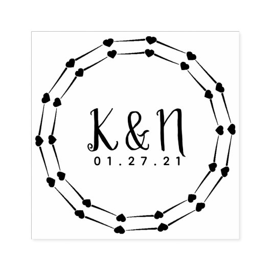 Rond Hart Initiaal Logo Trouwstempel Rubberstempel (Afrduk)