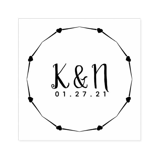 Rond Hart Tak Initieel Logo Trouwstempel Rubberstempel (Afrduk)